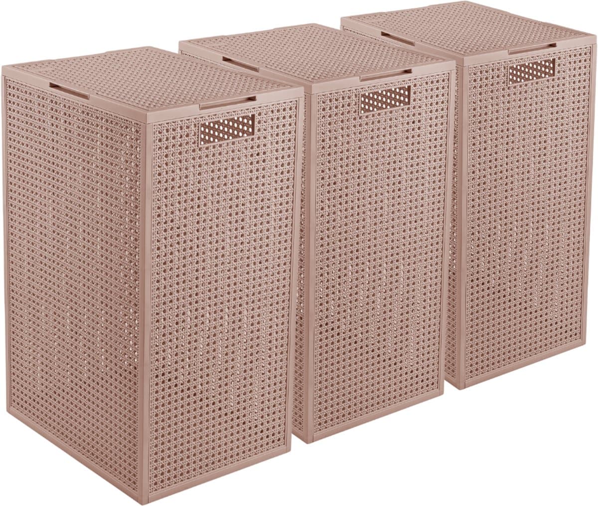 Curver Kaya Wasmand met deksel - 60L - 3 stuks - 38x29x58,5 cm - Warm Taupe — afbeelding 1