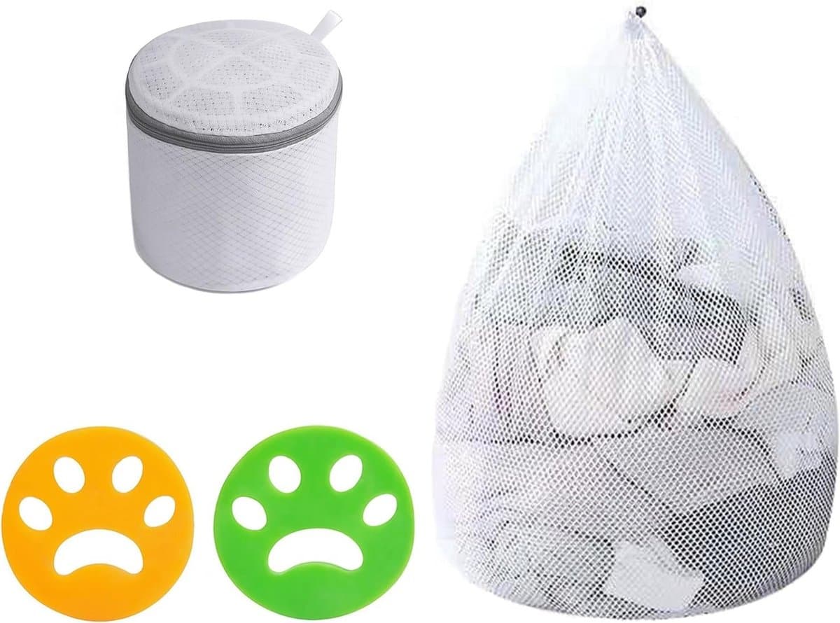 Herbruikbare waszak met trekkoord, anti-haar net voor de wasmachine, ideaal voor het verwijderen van dierenharen en delicate kledingstukken — afbeelding 1
