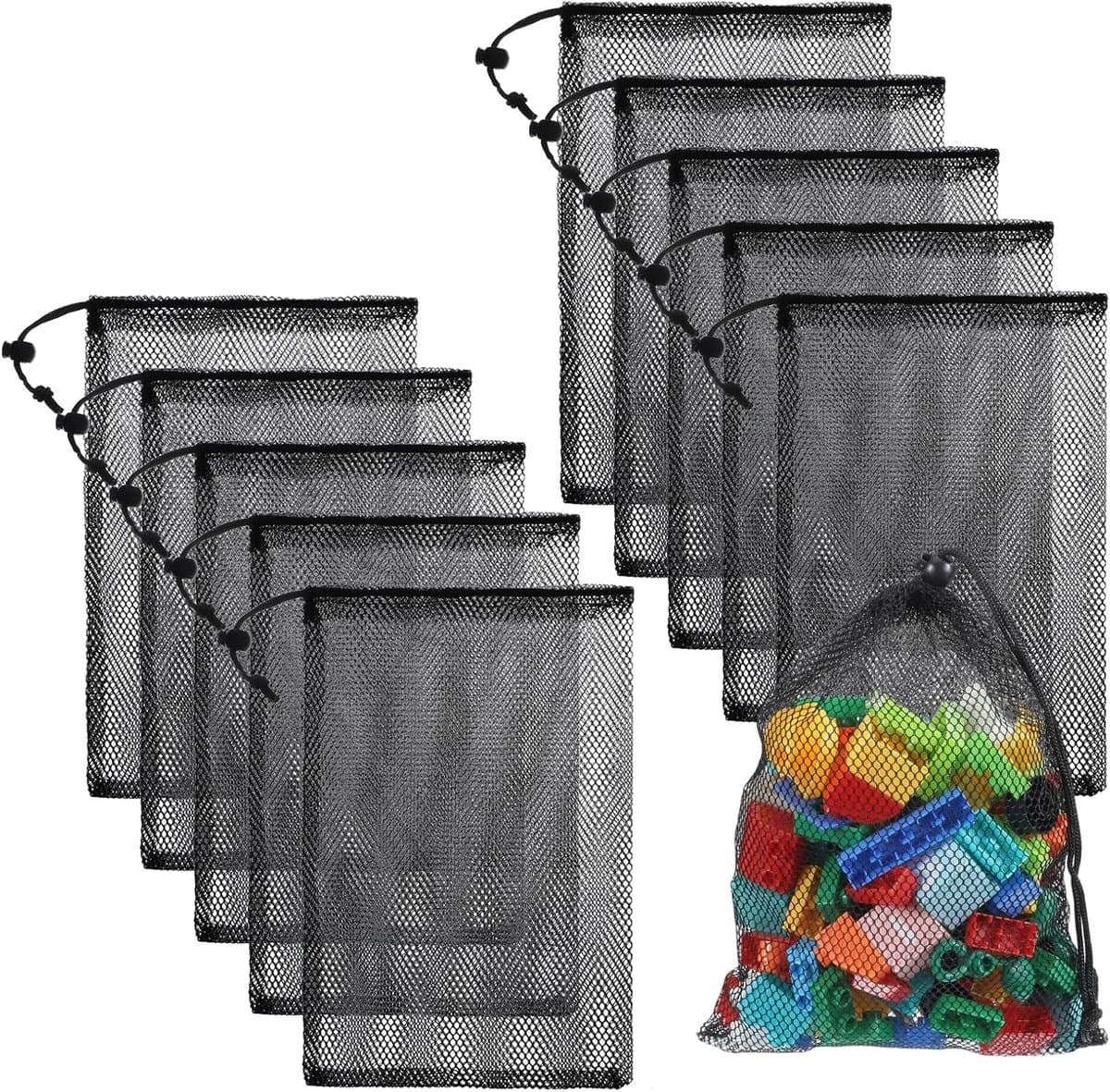 Set van 10 Nylon Mesh Waszakken 20x30cm met Trekkoord - Ideaal voor Wasmachine, Sportuitrusting en Organisatie — afbeelding 1