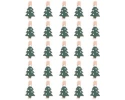 Dailygoods- Houten Wasknijpers - 25 Stuks Mini - Decoratie Clips - Kerstmis Thema - Fotocollage - Kunsthandwerk - Natuurlijk Hout - Foto Clips