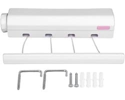 Dailygoods- Waslijn Automatisch Intrekbaar 3,2m - Wanddroogrek - Uittrekbare Waslijn - 4 Lijnen - Eenvoudig te Installeren - Modern Design - Wasrek