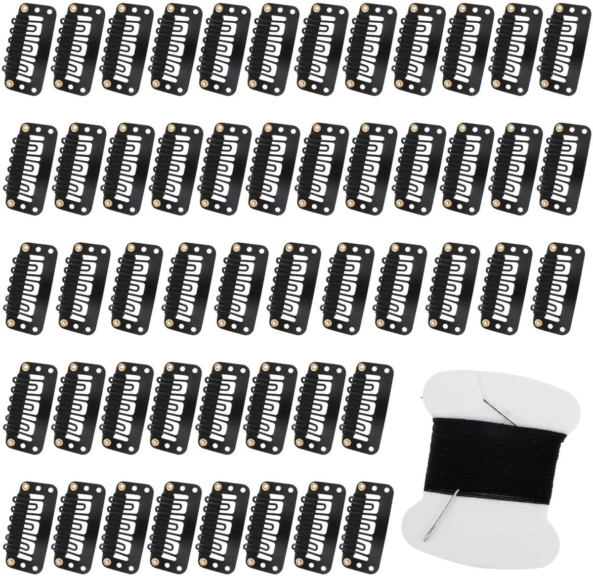Dailygoods- Pruikclips 50 stuks - U-vormige Metalen Clips - Haarverlengingen - Siliconen Bescherming - Koolstofstaal - 3,3 x 1,6 cm - Haarklemmen — afbeelding 1
