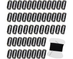 Dailygoods- Pruikclips 50 stuks - U-vormige Metalen Clips - Haarverlengingen - Siliconen Bescherming - Koolstofstaal - 3,3 x 1,6 cm - Haarklemmen