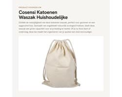 Dailygoods- Waszak Grote Capaciteit - Katoenen Waszak - Huishoudelijke Opslagzak - Reizen - Ecologisch Katoen - Sluiting met Koord - Opbergtas