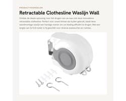 Dailygoods- Waslijn Intrekbaar Automatisch Rolsysteem - Wanddroogrek - PVC-draad - 2x12,8 m - Duurzaam - Verstelbare Lijnen - Wasdroger