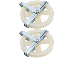 Dailygoods- Waslijn Katrol 15,5 cm - 2x Waslijn Uittrekbaar - Duurzaam Impactplastic - Ondersteuning voor Touw tot 3/8" - Eenvoudig te Installeren - Wit