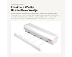 Dailygoods- Waslijn Uittrekbaar Tot 3,75 m - Wanddroogrek - Intrekbare Waslijn - Duurzaam - Eenvoudig Te Installeren - Vergrendelingsmechanisme - Drooglijn