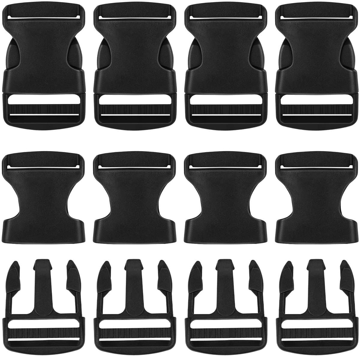Seb3 - vervangende clips - stevige kunststof - zwart - buckles voor rugzakbanden - 8 stuks - ideaal voor volwassenen — afbeelding 1