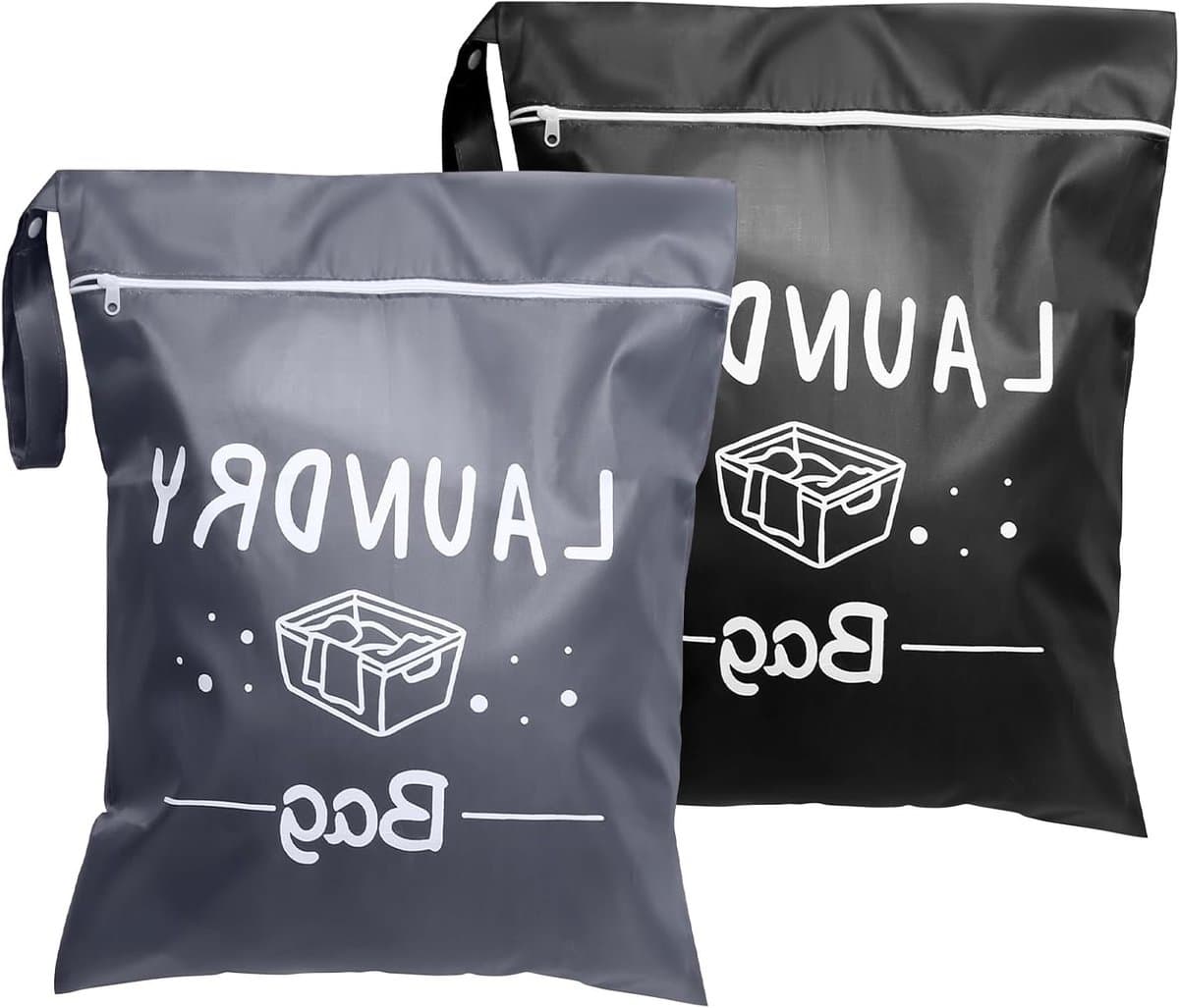 Opvouwbare waszakken voor op reis - 2 stuks, herbruikbare vuile waszak met ritssluiting voor kleding en accessoires — afbeelding 1