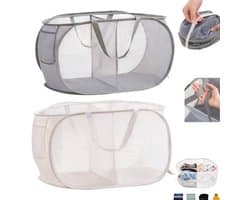 2 stuks Opvouwbare Wasmand - Wasmand van gaas - Vuile Klerenmand - Wasmand Opvouwbaar - Wassorteerder - Gaas - Ademend - Voor kleding en speelgoed - Geschikt voor badkamers, camping en hotels — afbeelding 1