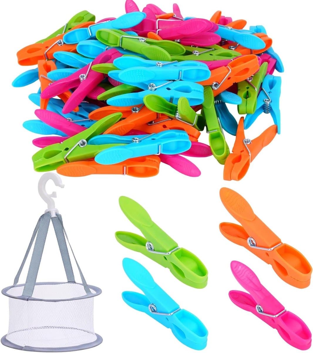 Grote Kledingknijpers Set van 60 Stuks in 4 Kleuren, Ideaal voor Kleding, Handdoeken en Creatieve Projecten — afbeelding 1