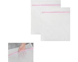 Waszakken - Set van 2 - Groot - 90 x 90 cm - Speciaal voor de wasmachine - Geschikt voor grote items zoals kleding, lakens en dekbedovertrekken - Wit