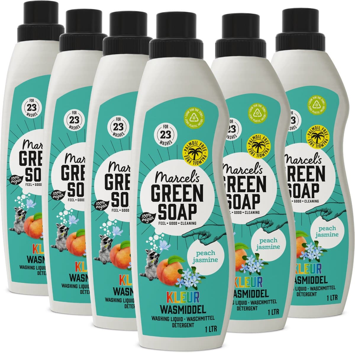 Marcel's Green Soap Kleur Wasmiddel - Perzik & Jasmijn - 6 x 1L - 139 wasbeurten — afbeelding 1