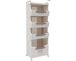 Laundry Basket with 4 Compartments with Wheels, Foldable Laundry Collector, Up to 30 kg, Laundry Trolley for Bathroom, Utility Room and Bedroom — afbeelding 1