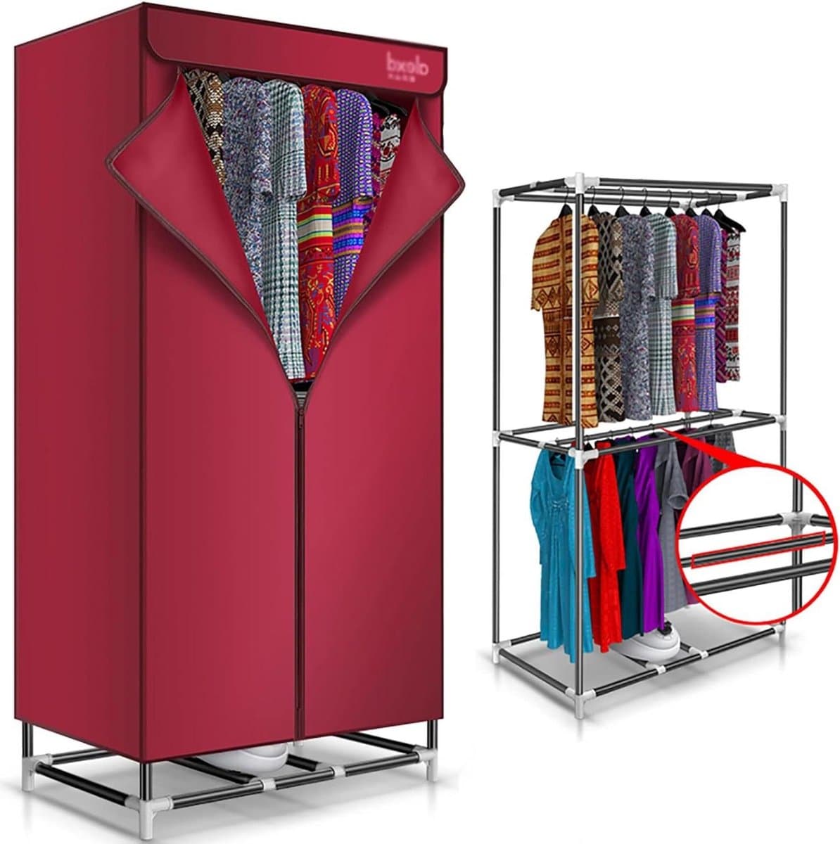 Elektrisch Verwarmd Droogrek - Kledingdroger Kast - Kleding Snel Drogen - Met Hetelucht Ventilator - 20 kg Capaciteit - Rood — afbeelding 1