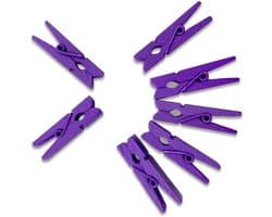 Houten Pinnen - Ambachtelijke Clips - Foto's Ophangen - Decoratief en Functioneel - 100 Stuks - Paars
