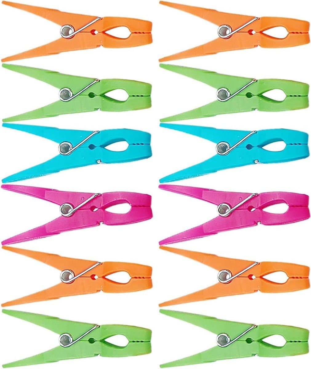 Gekleurde wasknijpers - Kleine clips - Kleding drogen - Winddicht ontwerp - 12 stuks - Meerkleurig — afbeelding 1