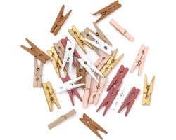 Mini Knijpers Vintage - 30 Kleine Knijpertjes voor Kaarten of Foto's