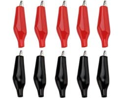 50 Stuks Medium Alligator Clips Rood en Zwart Gemaakt van Metaal