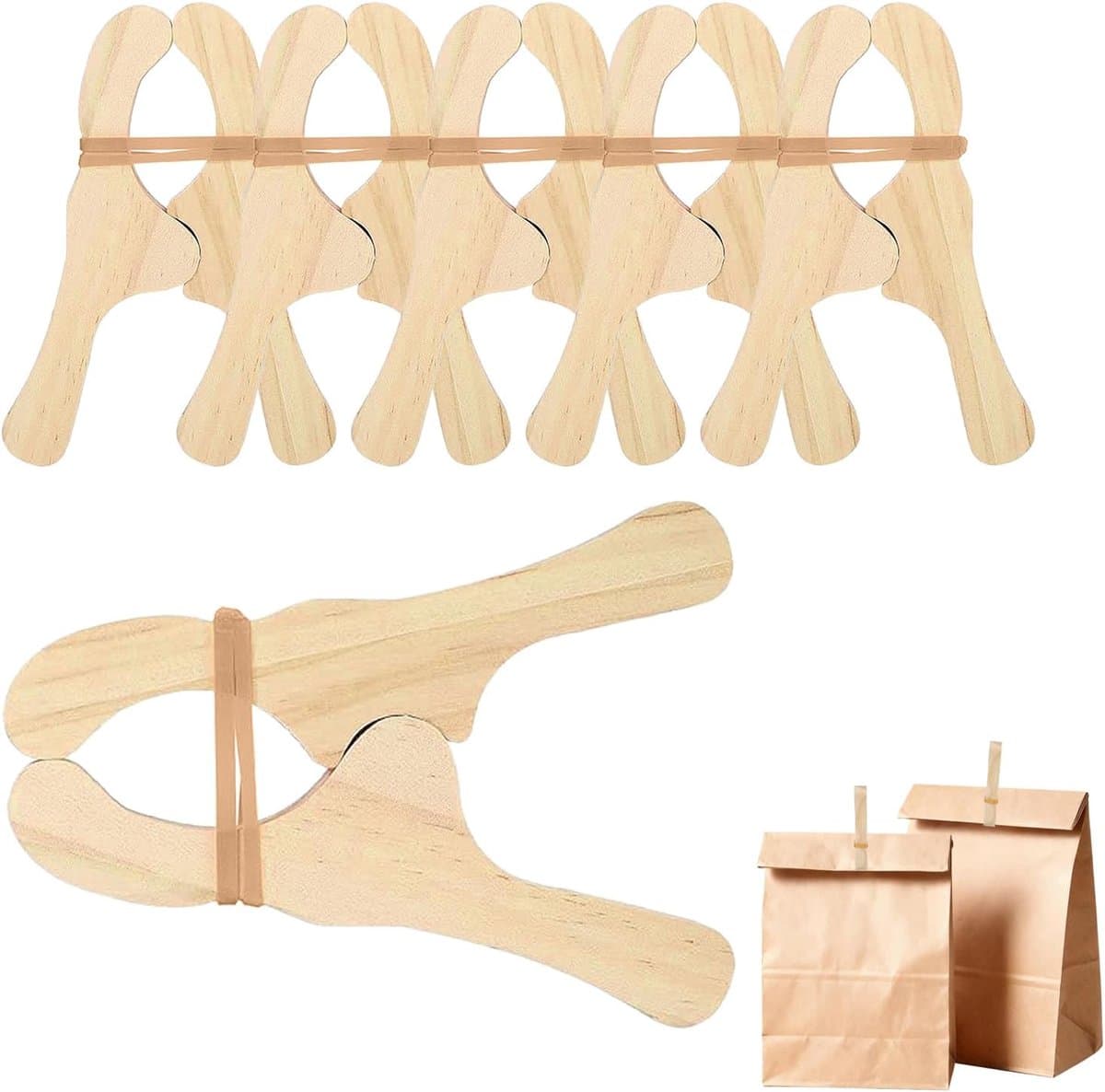 Houten wasknijpers - Klemmen voor wasgoed - Was ophangen - Natuurlijk materiaal - 12 x 8 cm - Houtkleur — afbeelding 1