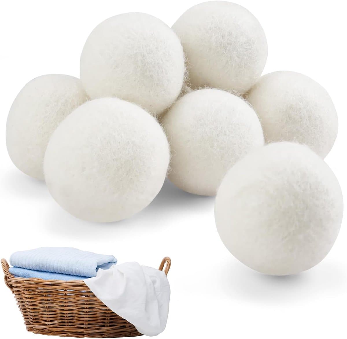 OIMG Drogerballen - 9 Stuks - 4 cm - wollen droogballen - natuurlijke wasverzachter - milieuvriendelijk - verzachtende kleding - Sneller drogen - Herbruikbare Drogerballen - Wasdroger ballen - droogballen voor dons - voor wasdrogers - wit — afbeelding 1