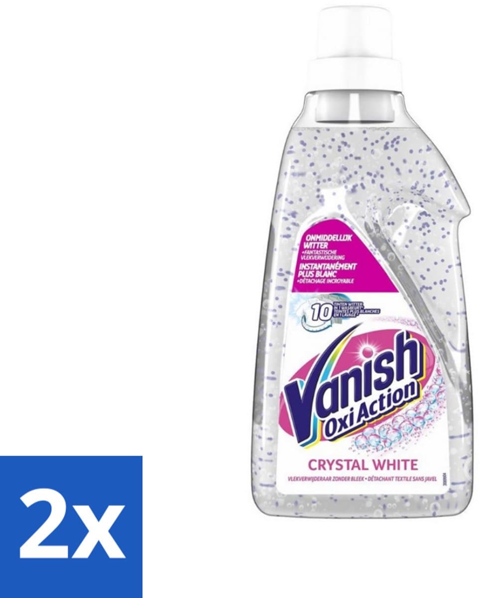2 x Vanish Oxi Action - Kristalwit - Vlekkenverwijderaar Gel - Zonder Bleek - Witte Was - 15 Wasbeurten - Vlekkenverwijderaar - Witte Was - Wasmiddel - Vlekken Verwijderen - Wit Maken — afbeelding 1