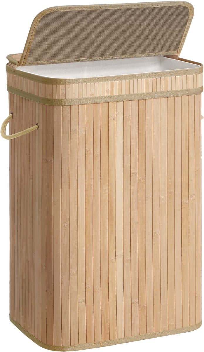 SONGMICS - Wasmand - Wasmand met Deksel - Bamboe - Uitneembare en Wasbare Waszak — afbeelding 1