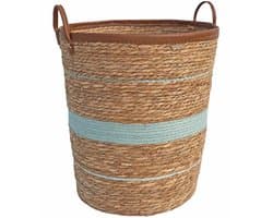 Lavandoux - Wasmand - Zeegras - Naturel en Blauw - M: Ø40 x H45 cm