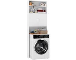 SNJY® Wasmachine Kast - Wasmachine Verhoger - Wasmachine Ombouw - 20L x 63B x 185H cm - Wit