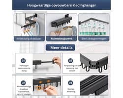 Wanddroogrek - Droogrek Inklapbaar - Wasrek - Droogtoren - Droogrekken -Zwart