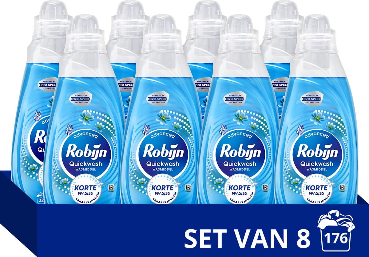 Robijn Quickwash - Vloeibaar Wasmiddel - Morning Dew - 8 flessen - 176 Wasbeurten - Voordeelverpakking — afbeelding 1