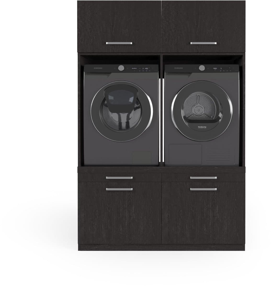 Wasophoogte® Wasmachine Kast Budapest - Wasmachine verhoger - Wasmachine ombouw - 700(D)*1330(B)*1990(H) mm - Zwart — afbeelding 1