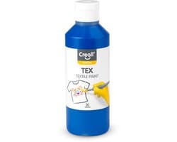 Creall Tex - Textiel- & Stoffenverf - Blauw - 250ml - Machine wasbaar na fixatie - Voor T-shirts, jeans, schoenen, stoffen tassen, meubels en auto-interieurs/hemelbekleding - Gemaakt in NL - Glutenvrij
