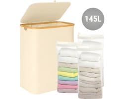 Lirena wasmand - drie vakken - opvouwbare wassorteerder - 3 in 1 wasmand - Beige