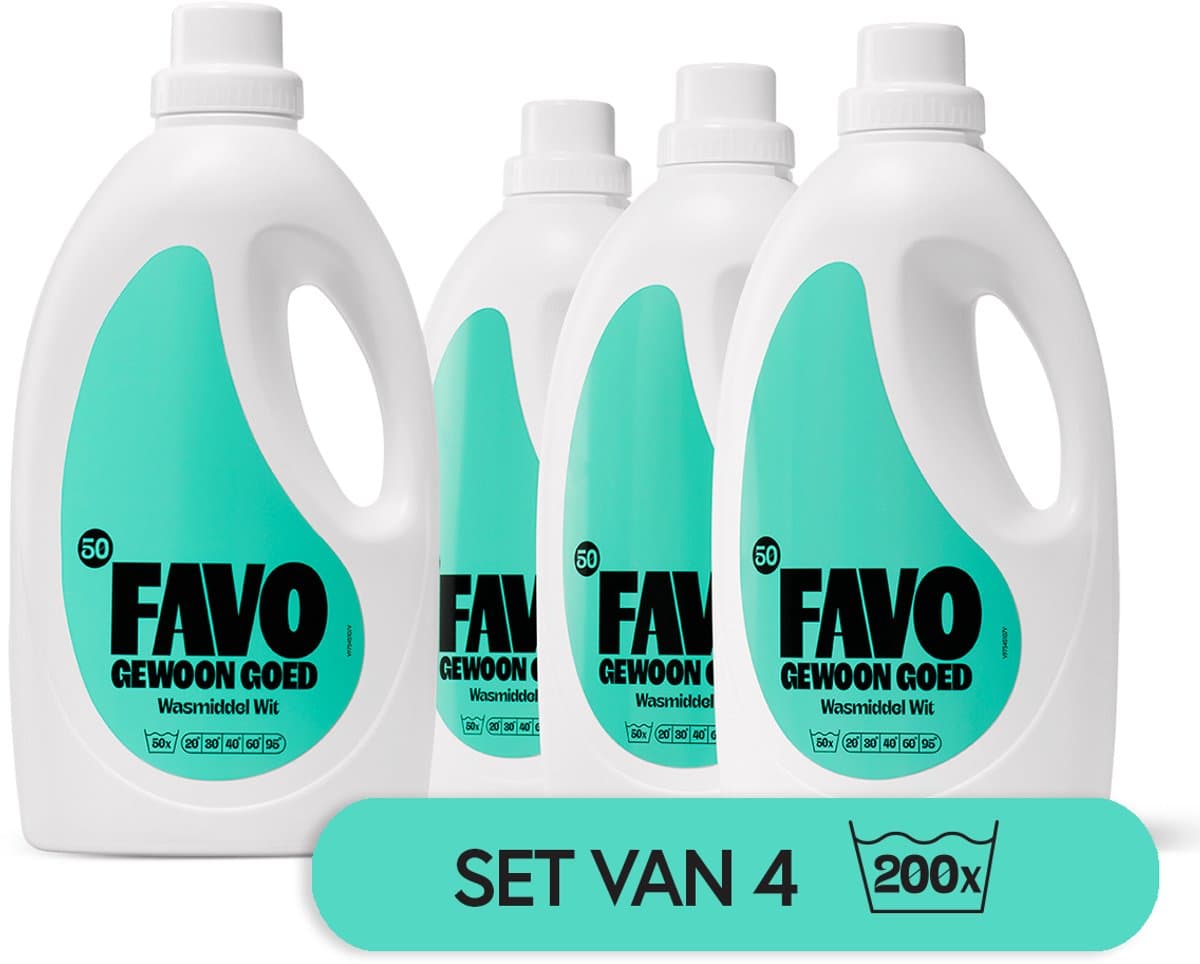 Favo Wasmiddel - Wit – 4 x 50 = 200 wasbeurten – voor stralend wit – effectief vanaf 20 °C – voordeelverpakking — afbeelding 1