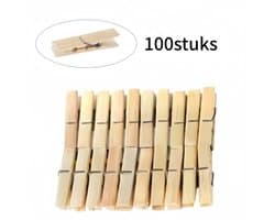 100 stuks houten wasknijpers - RVS veer - glad geschuurd - verstevigde knijpkop - 6 cm - houtkleur
