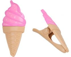 Gerimport Handdoekknijpers - 2x - bruin - ijsje - handdoekklem - kunststof