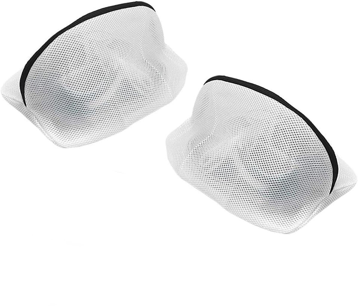 Schoenen Waszak - 2 stuks - Schoenen was tas - Wasnet Voor Schoenen - Schoenen / Sneakers - Herbruikbaar - Netje Anti-Vervorming - Met Rits En Hangende Ring - 42×24cm - White — afbeelding 1