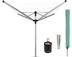 Brabantia Lift-O-Matic Advance Droogmolen - 50 m - met Metalen Grondanker, Beschermhoes en Wasknijpertasje - Metallic Grey — afbeelding 1