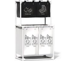 Wassorteerder 4 Vakken - Wasmand - 150L - Wit met Zwart
