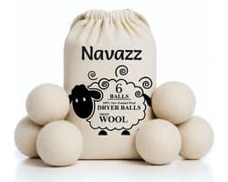 Navazz Drogerballen - 6 XL Droogballen - 100% schapenwol - Herbruikbare Wasdrogerballen - Wasbollen - Verkorte droogtijd - Energiebesparend — afbeelding 1