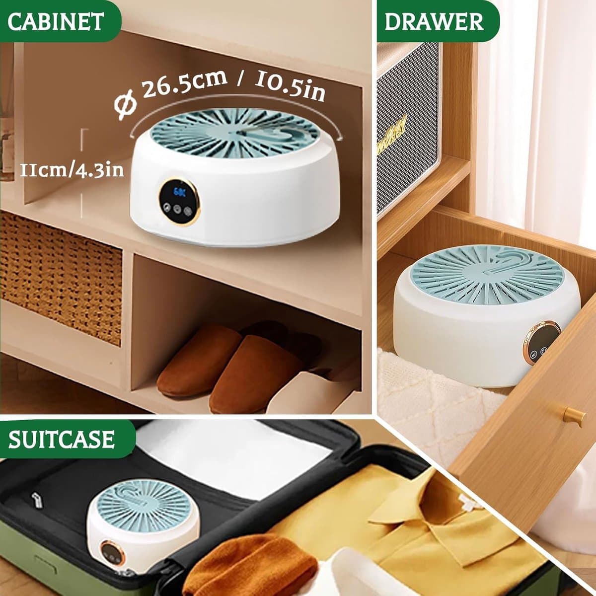 Draagbare wasdroger – Mini Elektrische Opvouwbare Droogmachine Met Afstandsbediening En Droogtas – 360° Hetelucht Drogen Met Slimme Timing – Compacte en energiezuinige droger voor appartementen campers en reizen — afbeelding 1