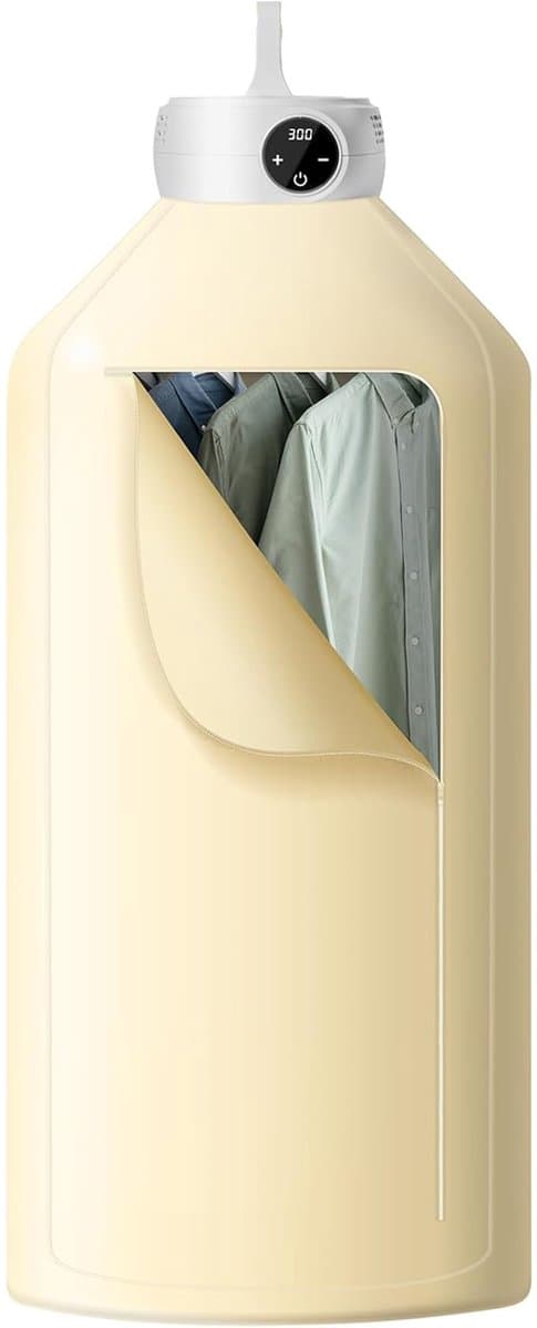 Uten Draagbare Elektrische Droger Gr889 - Ophangbaar Design - Warmtepompdroger - 600 W - Timer 0-300 Min - Mini Wasdroger - Tot 3kg Wasgoed - Hoogte 100 cm - Beige — afbeelding 1