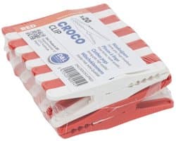 D&L Croco Wasklemmen/Wasknijpers - 20 Stuks - Rood/Wit — afbeelding 1