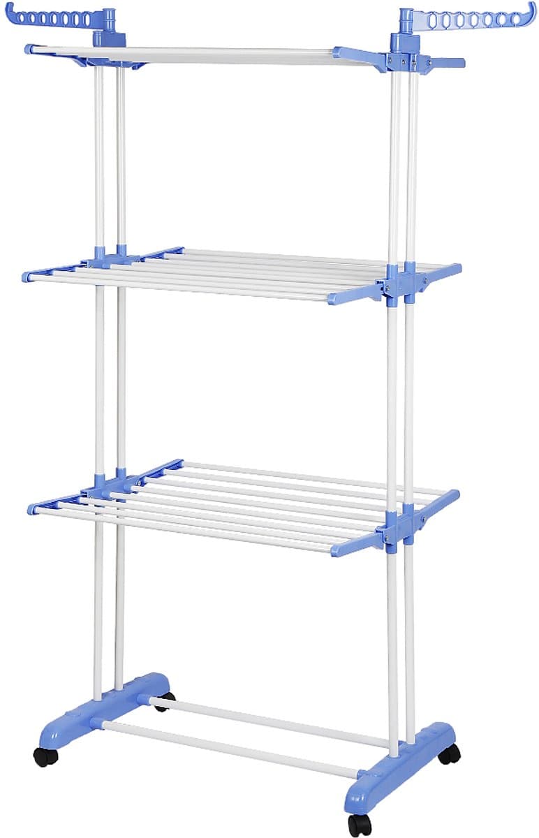 PIPIPOXER Droogrek Inklapbaar op Wielen – Wasrek Droogtoren Staand - Ruimtebesparend-Blauw — afbeelding 1