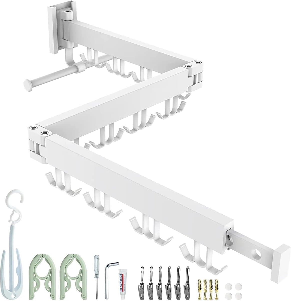 Equivera Wanddroogrek - Wanddroogrek Inklapbaar - Droogrek - Wand Droogrek - Wasrek Hangend - Schuifbaar — afbeelding 1