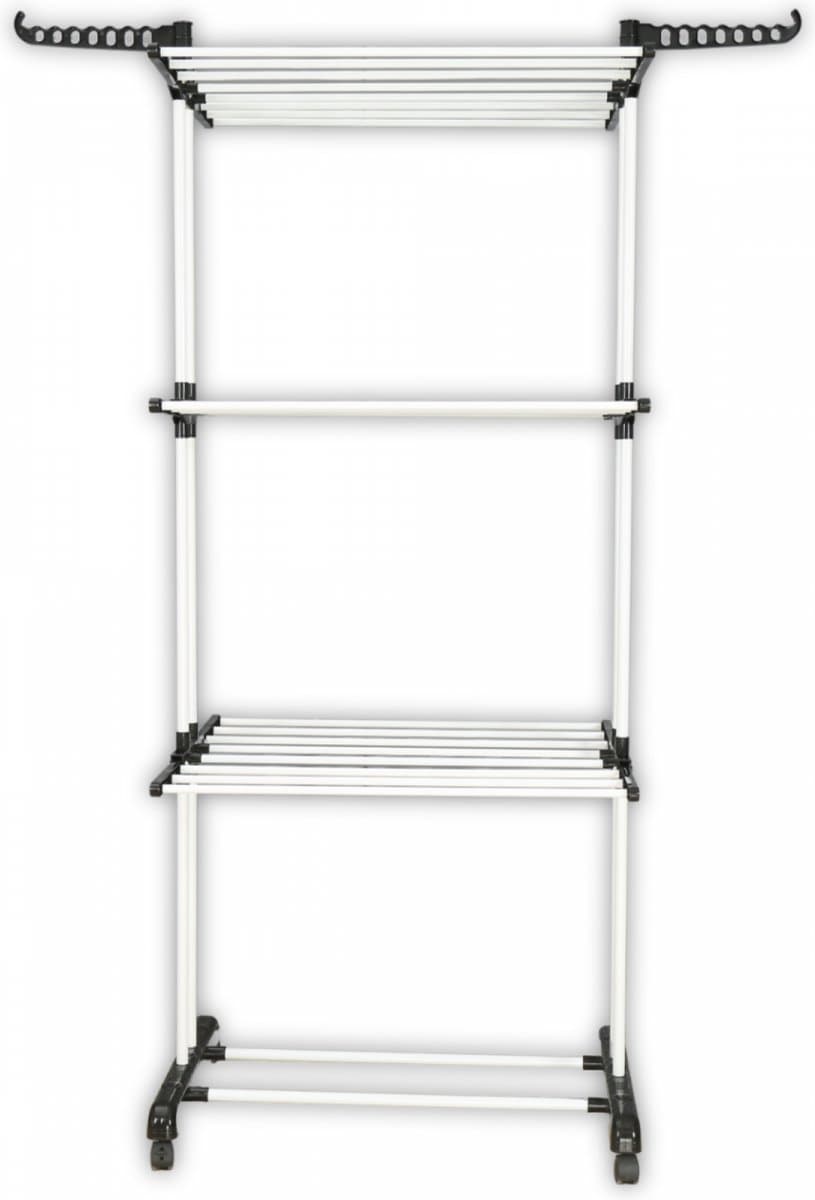 MaatShopXL | Herzberg Home & Living Herzberg Hg-8034Bw: Verhuisbaar Wasrek - Zwart Kunststof Met Witte Buizen — afbeelding 1