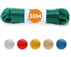 LaundrySpecialist Waslijn - Waslijndraad - Wasdraad - Waslijndraad met stalen kern - 50 meter met stalen kern - Groen