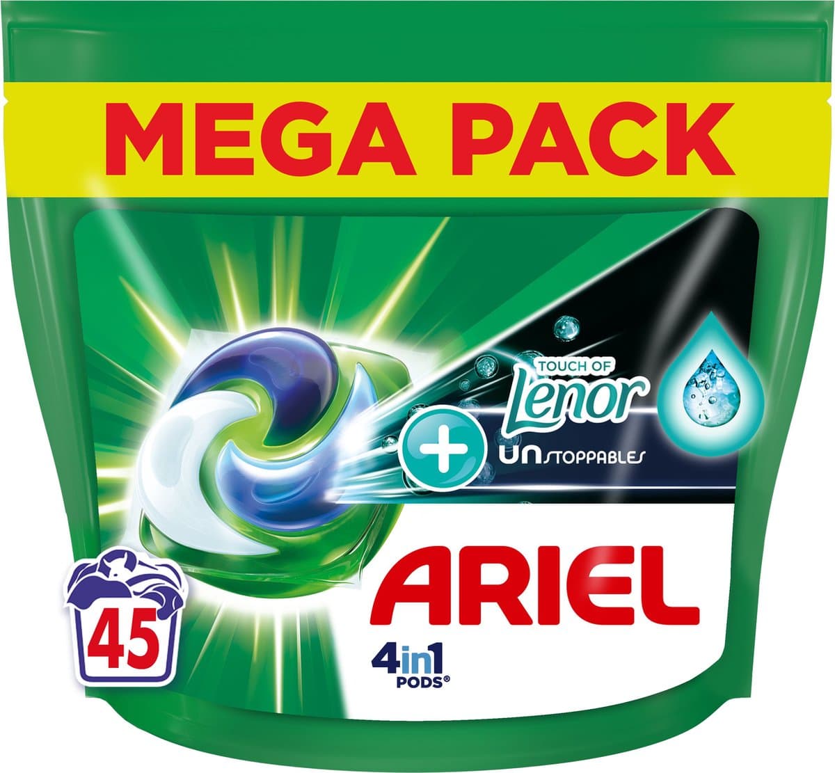 Ariel 4in1 Wasmiddel Pods +Touch Of Lenor Unstoppables - 45 Wasbeurten — afbeelding 1