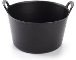 Plasticforte flexibele emmer/kuip - zwart - kunststof - rond - 15 liter - 24 x 24 x 15 cm - wasmanden - tuinafval - speelgoed — afbeelding 1